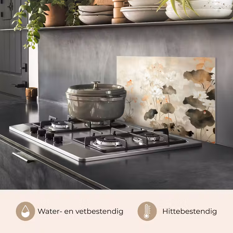 Bloemen - Japandi - Wabi sabi keuken achterwand spatscherm klein -usp_NL