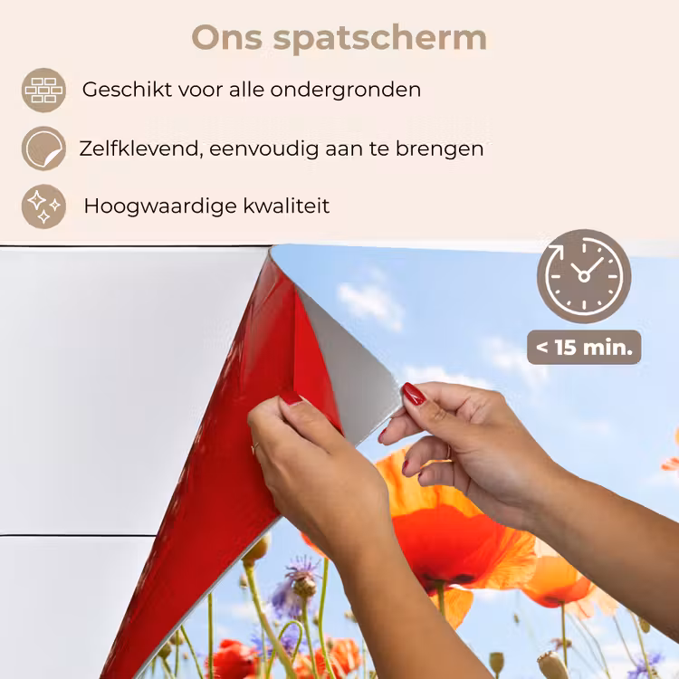 Bloemen - Klaproos - Lente - Natuur - Rood - Blauw keuken achterwand spatscherm klein -spatscherm_NL