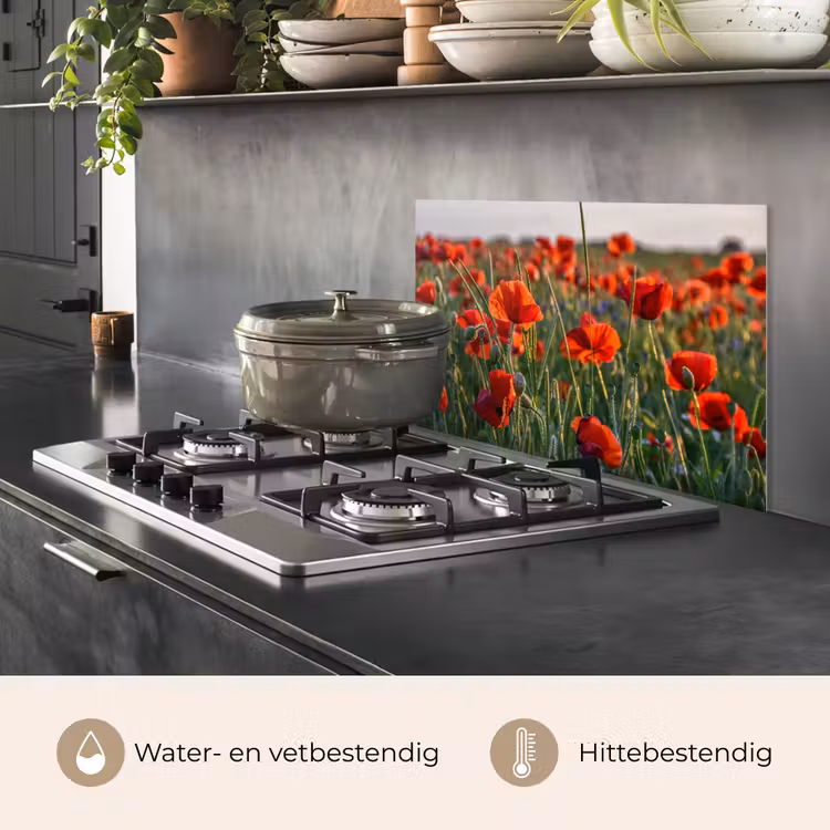 Bloemen - Klaprozen - Natuur - Rood keuken achterwand spatscherm klein -usp_NL