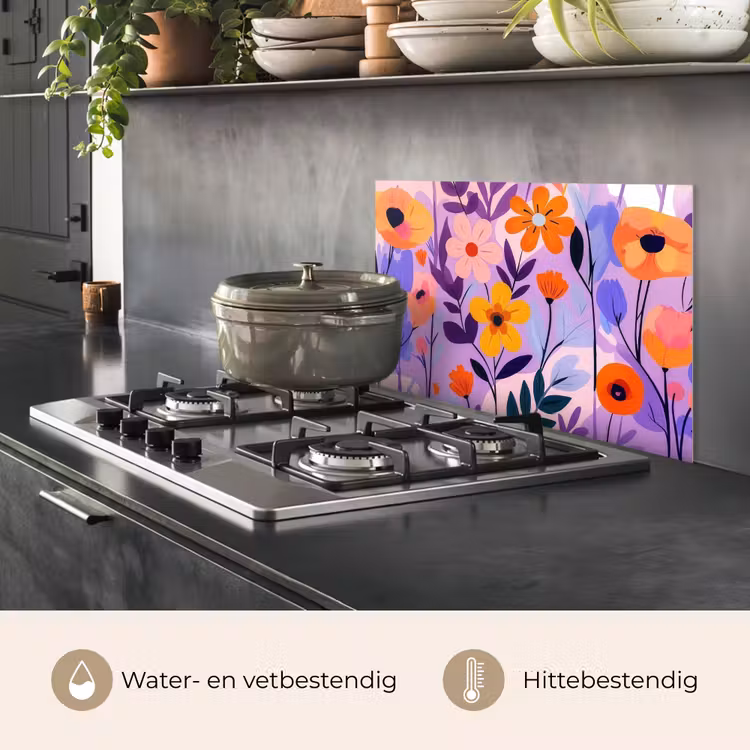 Bloemen - Kleurrijk - Bladeren keuken achterwand spatscherm klein -usp_NL