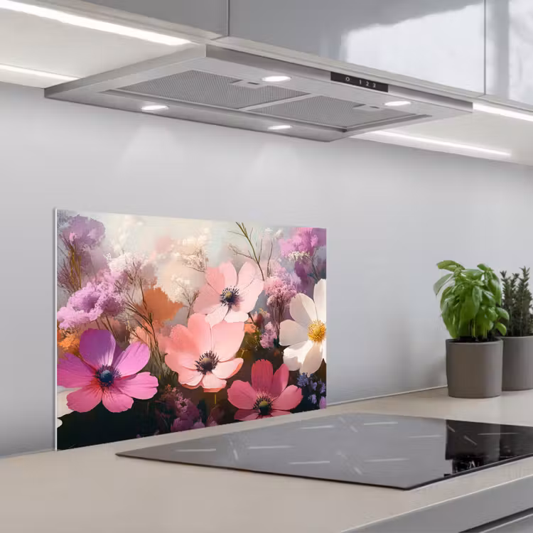 Bloemen - Kleurrijk - Bloei keuken achterwand spatscherm klein -3d_schuin