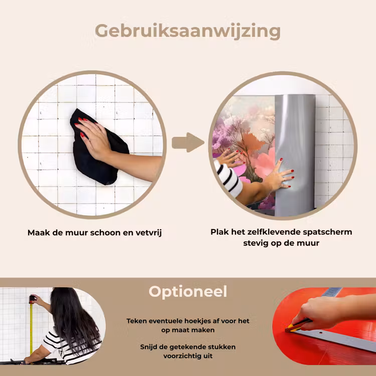 Bloemen - Kleurrijk - Bloei keuken achterwand spatscherm klein -gebruiksaanwijzing_NL