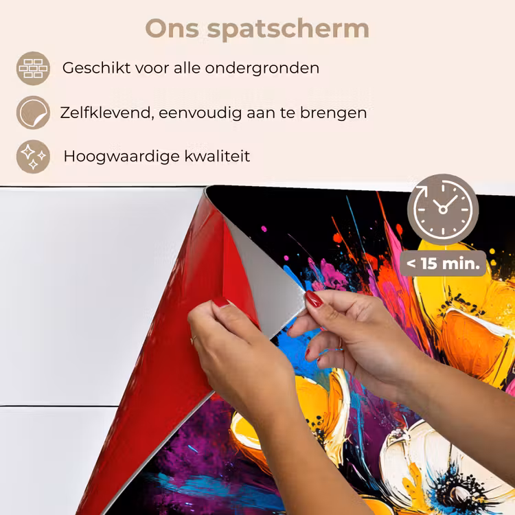 Bloemen - Kleurrijk - Graffiti - Modern - Boeket keuken achterwand spatscherm klein -spatscherm_NL