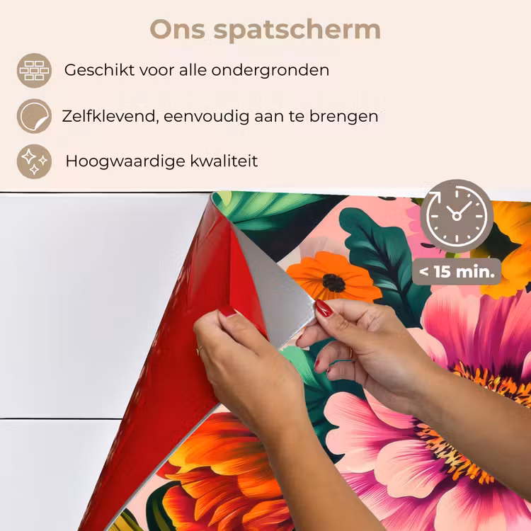 Bloemen - Kleurrijk - Roze keuken achterwand spatscherm klein -spatscherm_NL