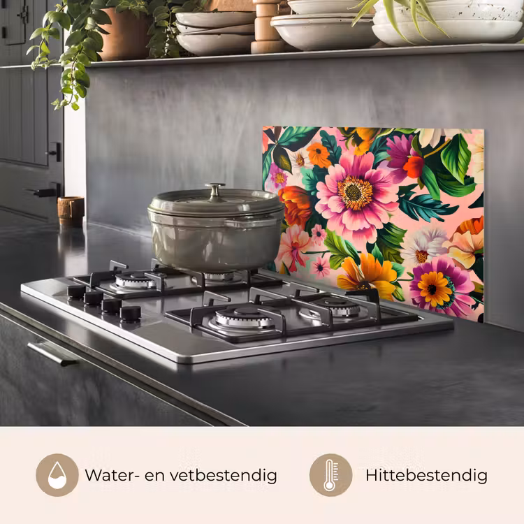 Bloemen - Kleurrijk - Roze keuken achterwand spatscherm klein -usp_NL