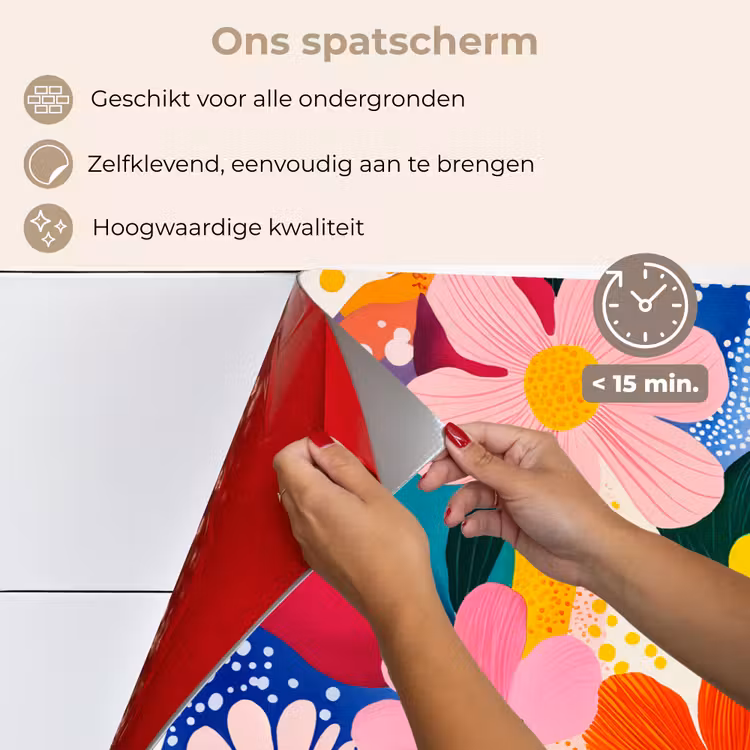 Bloemen - Kleurrijk - Stippen keuken achterwand spatscherm klein -spatscherm_NL
