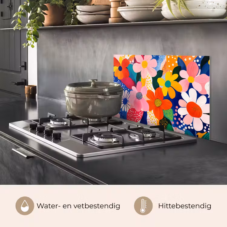 Bloemen - Kleurrijk - Stippen keuken achterwand spatscherm klein -usp_NL