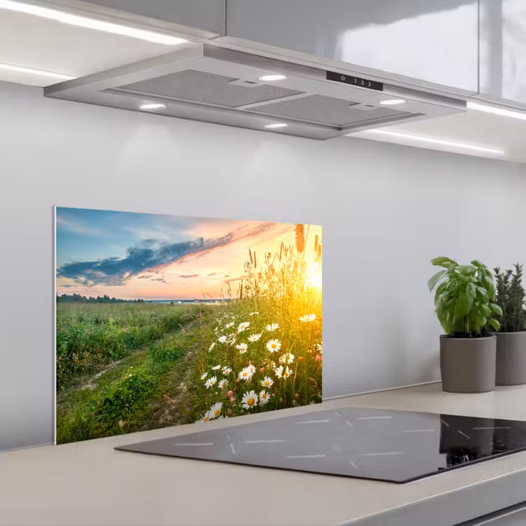 Bloemen - Madelief - Natuur - Zon - Horizon keuken achterwand spatscherm klein -3d_schuin