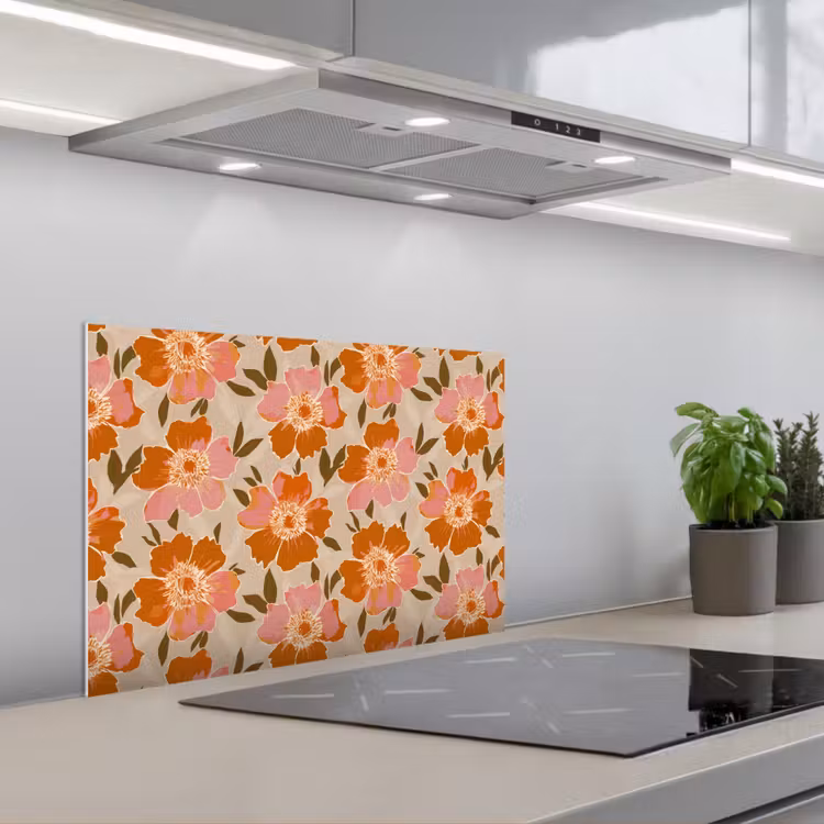 Bloemen - Motief - Retro keuken achterwand spatscherm klein 900 -3d_schuin