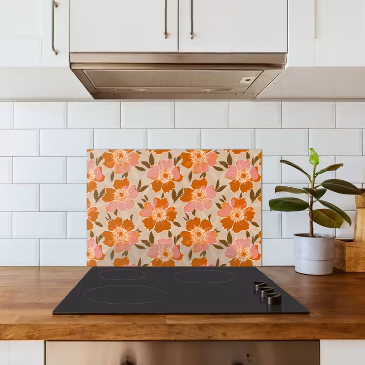 Bloemen - Motief - Retro keuken achterwand spatscherm klein 900 -sfeer2