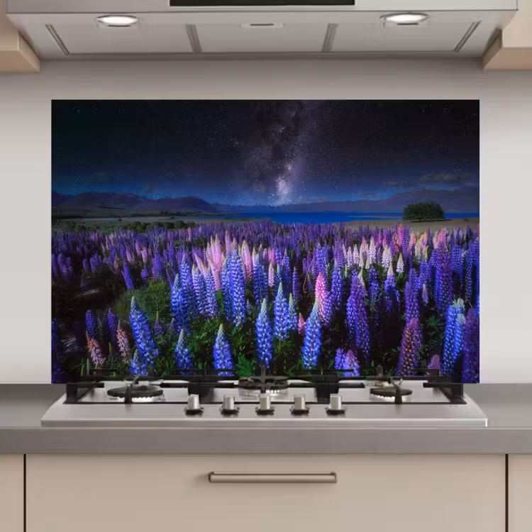 Bloemen - Nacht - Lupine - Sterrenhemel - Paars - Natuur keuken achterwand spatscherm klein -3d_website