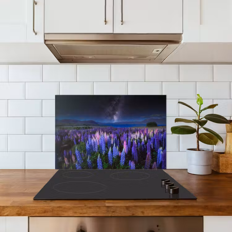 Bloemen - Nacht - Lupine - Sterrenhemel - Paars - Natuur keuken achterwand spatscherm klein -sfeer2