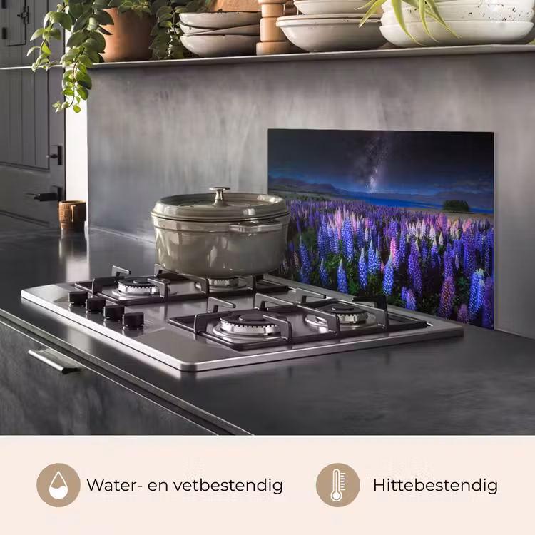 Bloemen - Nacht - Lupine - Sterrenhemel - Paars - Natuur keuken achterwand spatscherm klein -usp_NL