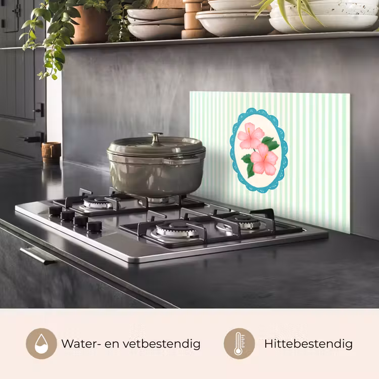 Bloemen - Ovaal - Strepen - Groen keuken achterwand spatscherm klein -usp_NL