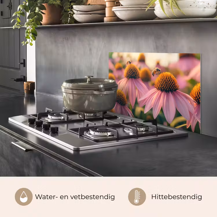 Bloemen - Paars - Bijen keuken achterwand spatscherm klein -usp_NL