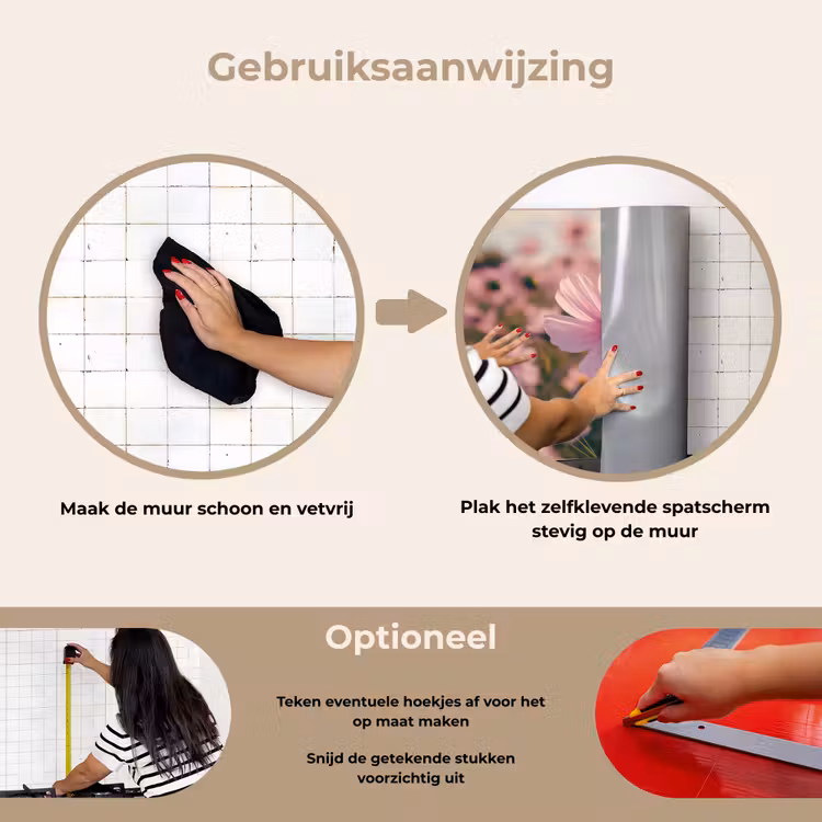 Bloemen - Paars - Wazig keuken achterwand spatscherm klein -gebruiksaanwijzing_NL