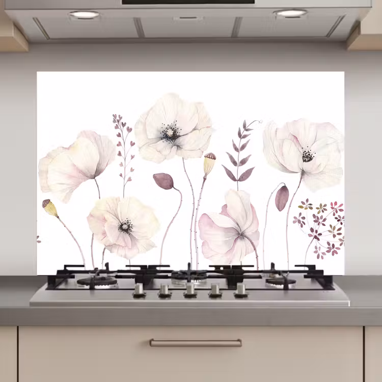 Bloemen - Pastel - Planten - Wit keuken achterwand spatscherm klein -3d_website