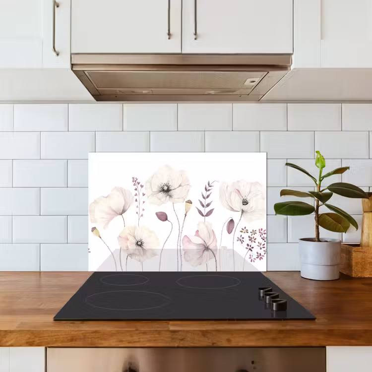 Bloemen - Pastel - Planten - Wit keuken achterwand spatscherm klein -sfeer2