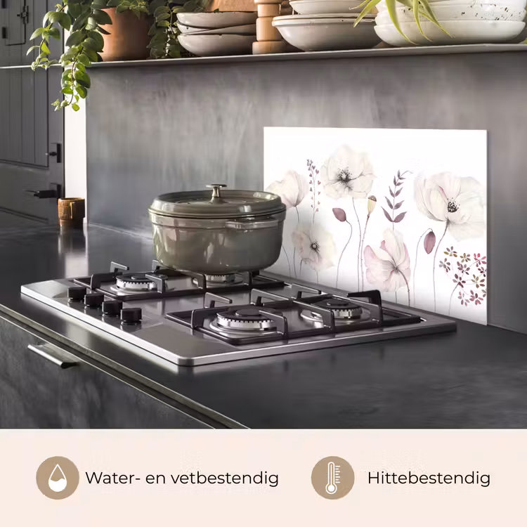 Bloemen - Pastel - Planten - Wit keuken achterwand spatscherm klein -usp_NL