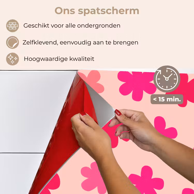 Bloemen - Patroon - Roze keuken achterwand spatscherm klein -spatscherm_NL