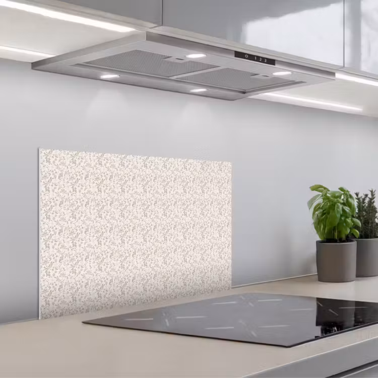 Bloemen - Patroon - Taupe keuken achterwand spatscherm klein 900 -3d_schuin
