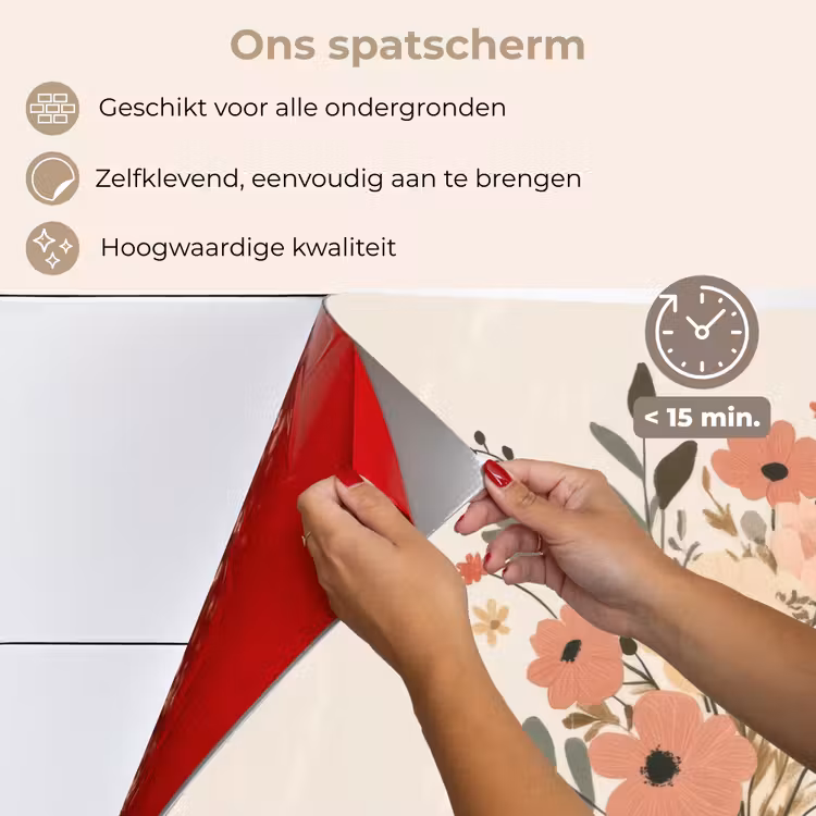 Bloemen - Quote - Beige - Lint keuken achterwand spatscherm klein -spatscherm_NL