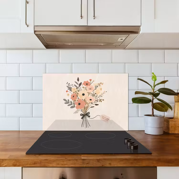 Bloemen - Quote - Beige - Lint keuken achterwand spatscherm klein -sfeer2