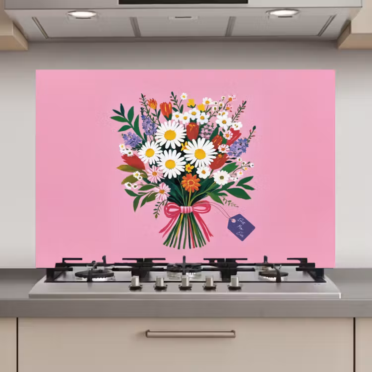 Bloemen - Quote - Kaartje - Kleurrijk keuken achterwand spatscherm klein -3d_website