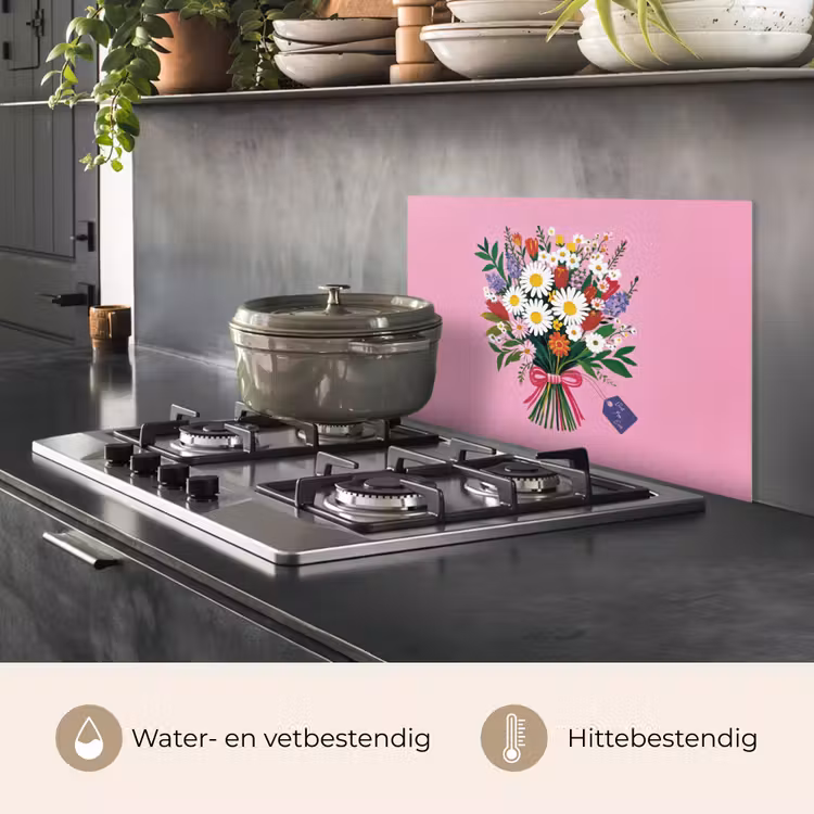 Bloemen - Quote - Kaartje - Kleurrijk keuken achterwand spatscherm klein -usp_NL