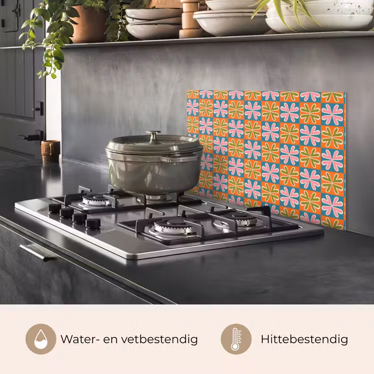 Bloemen - Retro - Patroon - Kleurrijk keuken achterwand spatscherm klein 900 -usp_NL