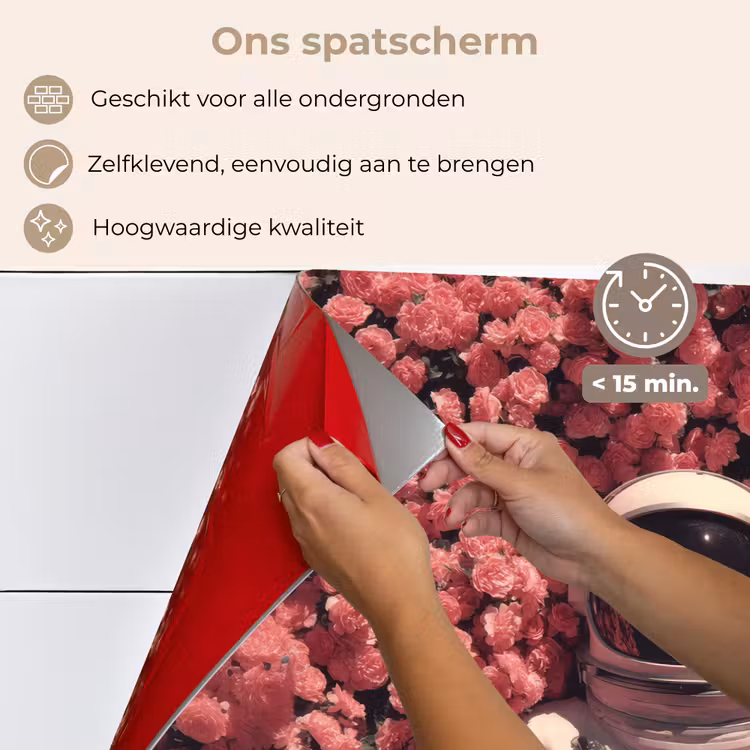 Bloemen - Roze - Astronaut keuken achterwand spatscherm klein -spatscherm_NL