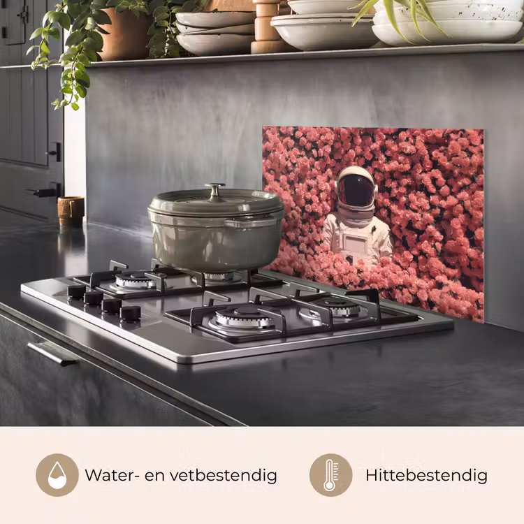 Bloemen - Roze - Astronaut keuken achterwand spatscherm klein -usp_NL