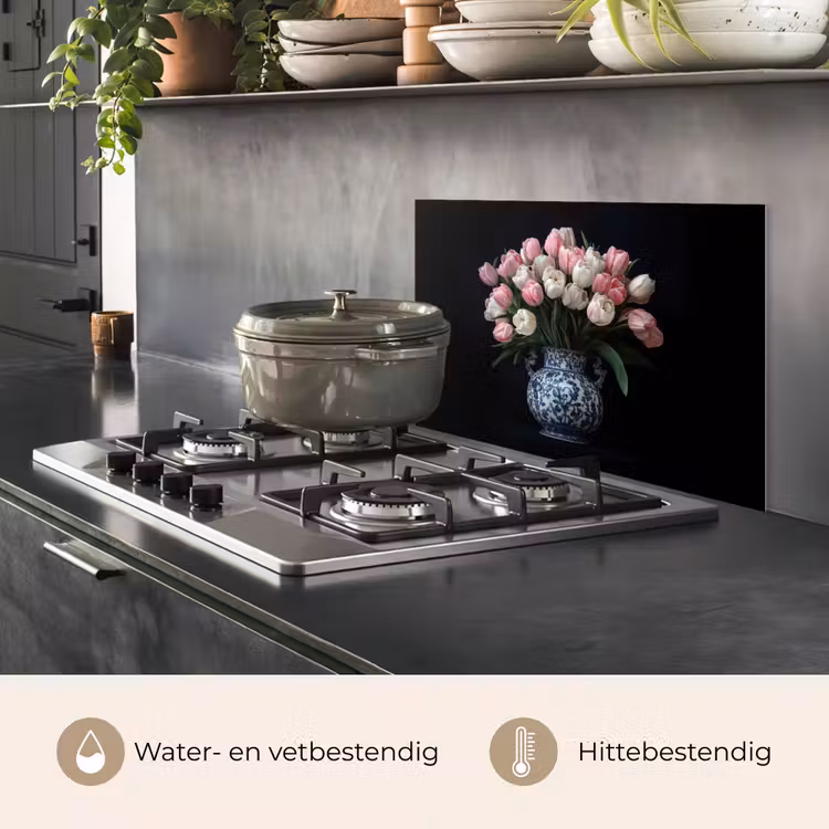 Bloemen - Roze - Tulpen - Vaas keuken achterwand spatscherm klein -usp_NL