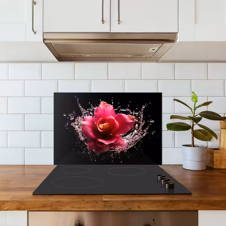 Bloemen - Roze - Water - Zwart - Botanisch - Natuur keuken achterwand spatscherm klein -sfeer2