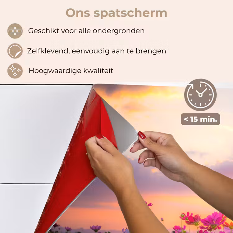 Bloemen - Roze - Zonsondergang - Natuur - Weide - Horizon keuken achterwand spatscherm klein -spatscherm_NL