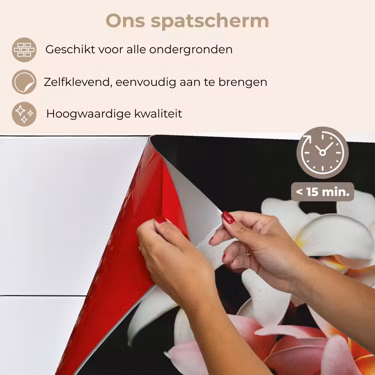 Bloemen - Roze - Zwart - Flora - Botanisch keuken achterwand spatscherm klein -spatscherm_NL