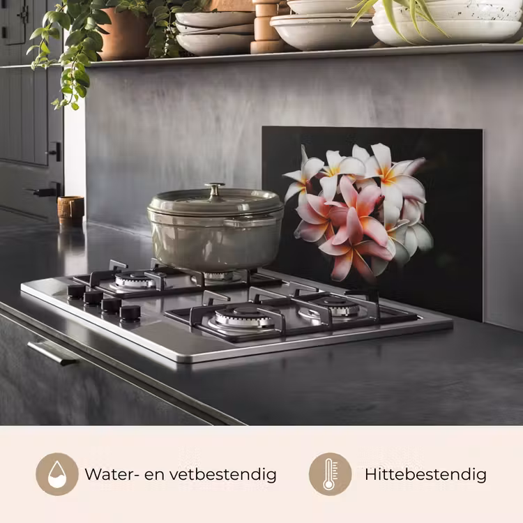 Bloemen - Roze - Zwart - Flora - Botanisch keuken achterwand spatscherm klein -usp_NL