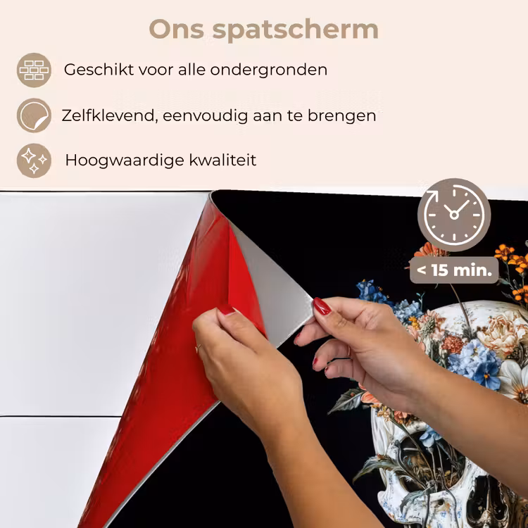 Bloemen - Schedel - Kleurrijk keuken achterwand spatscherm klein -spatscherm_NL