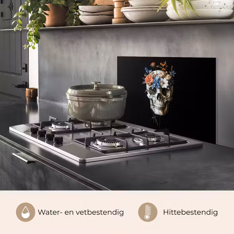 Bloemen - Schedel - Kleurrijk keuken achterwand spatscherm klein -usp_NL
