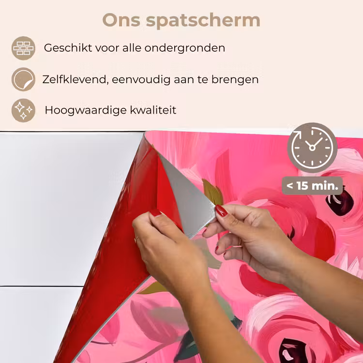 Bloemen - Verf - Roze keuken achterwand spatscherm klein -spatscherm_NL