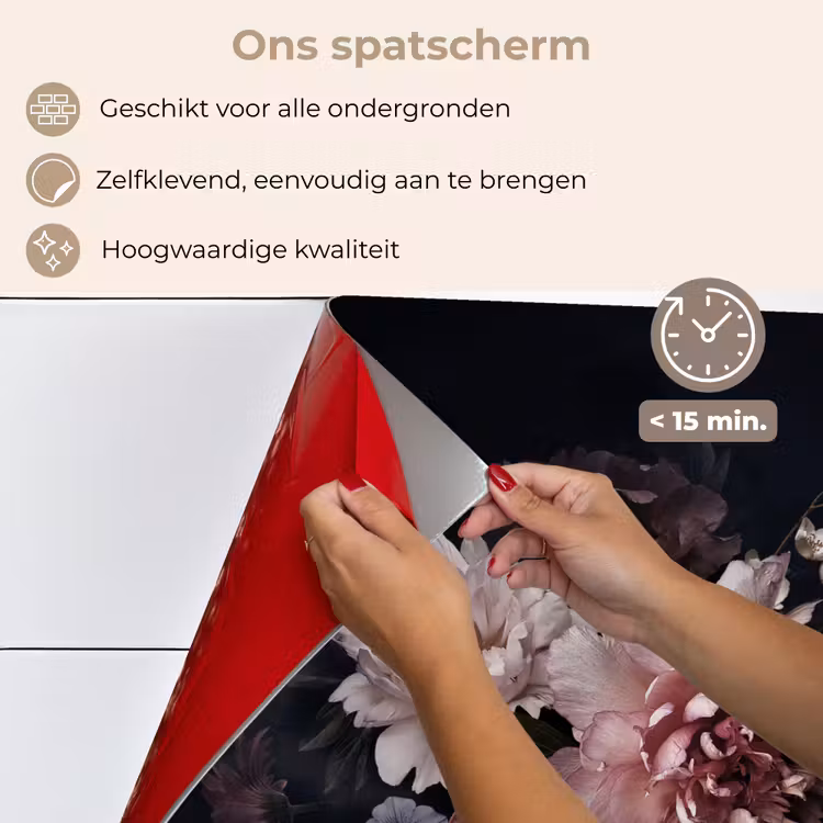 Bloemen - Vintage - Pastel - Zwart - Boeket keuken achterwand spatscherm klein -spatscherm_NL