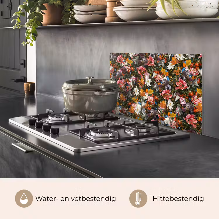 Bloemen - Vlinder - Design - Kunst - Abstract - Schilderij - Oude meesters keuken achterwand spatscherm klein -usp_NL