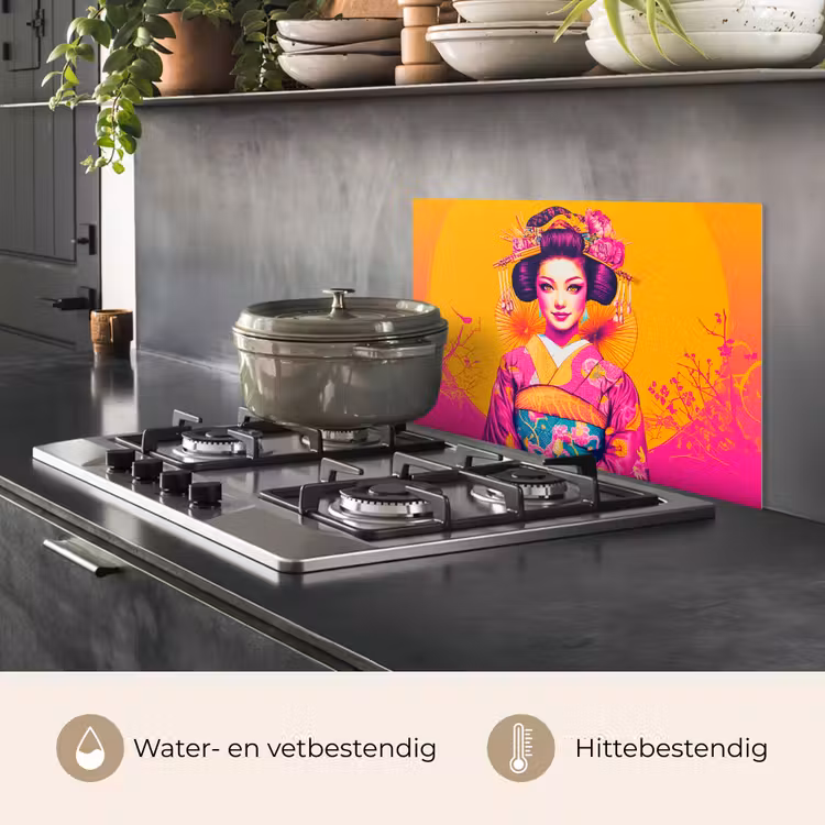Bloemen - Vrouw - Kimono - Roze keuken achterwand spatscherm klein -usp_NL