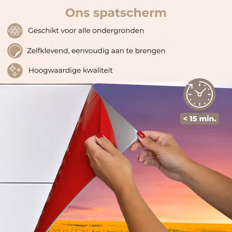 Bloemen - Weg - Lucht - Geel - Paars - Zonsondergang - Natuur keuken achterwand spatscherm klein -spatscherm_NL