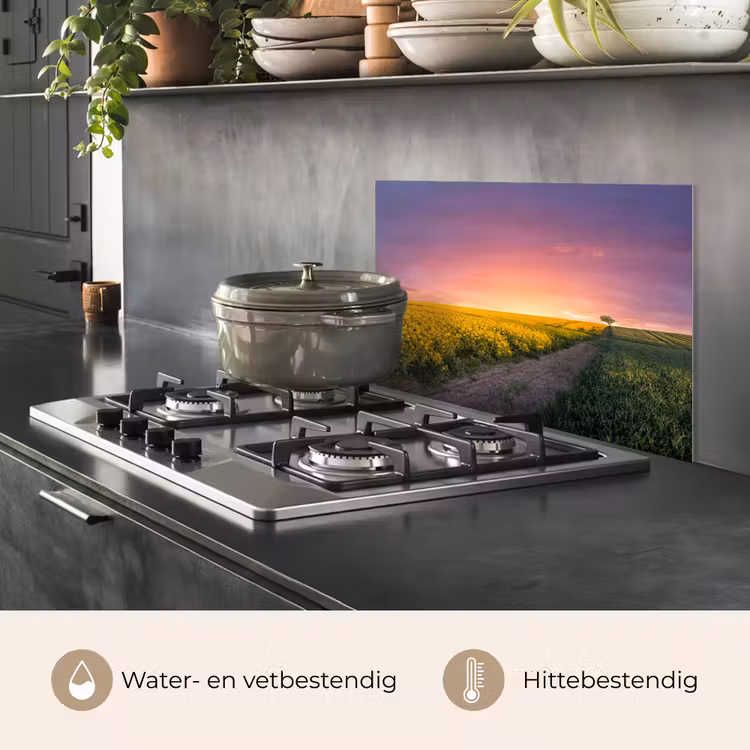 Bloemen - Weg - Lucht - Geel - Paars - Zonsondergang - Natuur keuken achterwand spatscherm klein -usp_NL