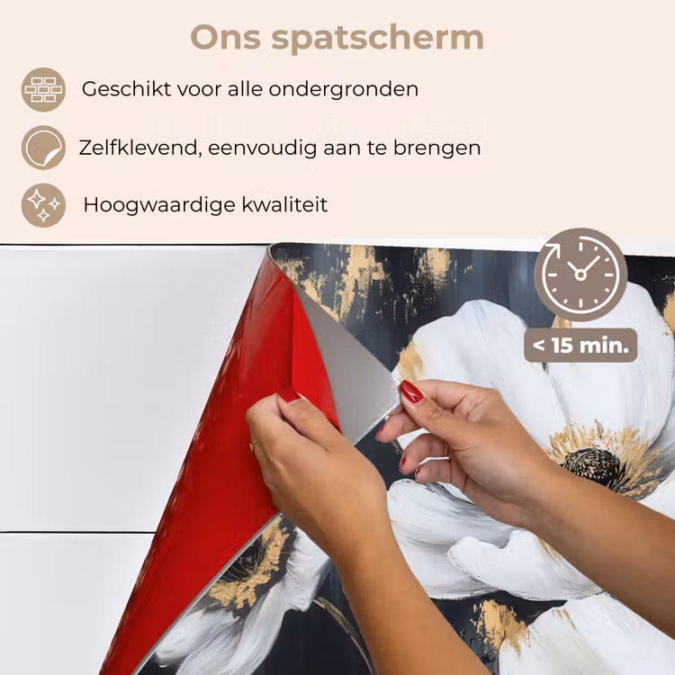 Bloemen - Wit - Abstract keuken achterwand spatscherm klein -spatscherm_NL