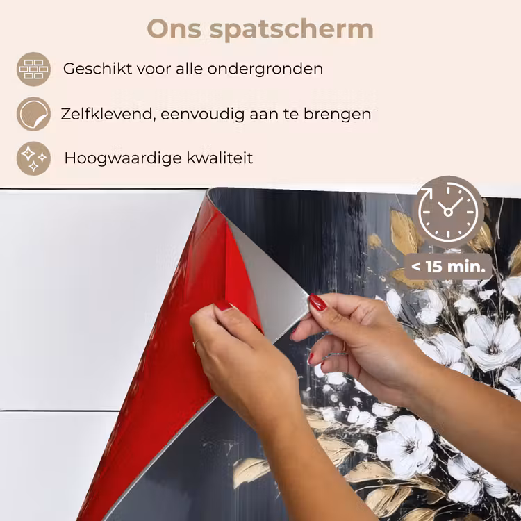 Bloemen - Wit - Vaas - Abstract keuken achterwand spatscherm klein -spatscherm_NL