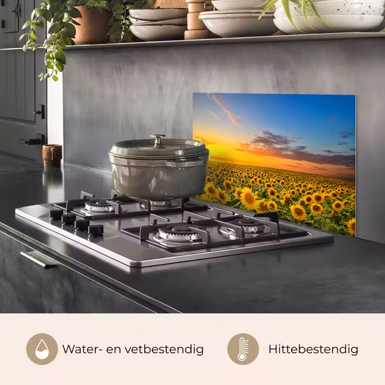 Bloemen - Zonnebloem - Zonsondergang - Nacht - Oranje keuken achterwand spatscherm klein -usp_NL