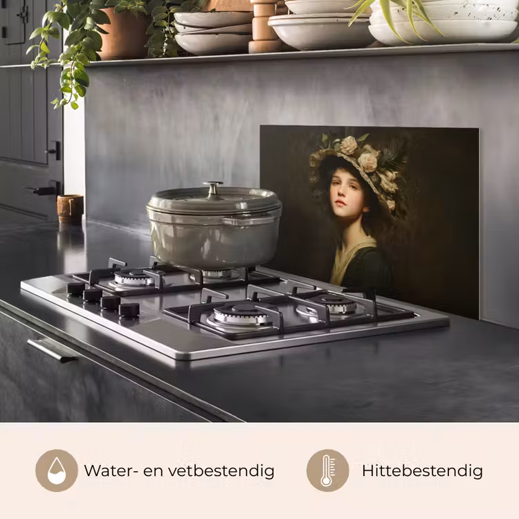 Bloemenhoed - Portret - Vrouw keuken achterwand spatscherm klein -usp_NL