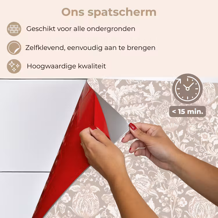 Bloemenprint - Grijs - Crème keuken achterwand spatscherm klein 900 -spatscherm_NL